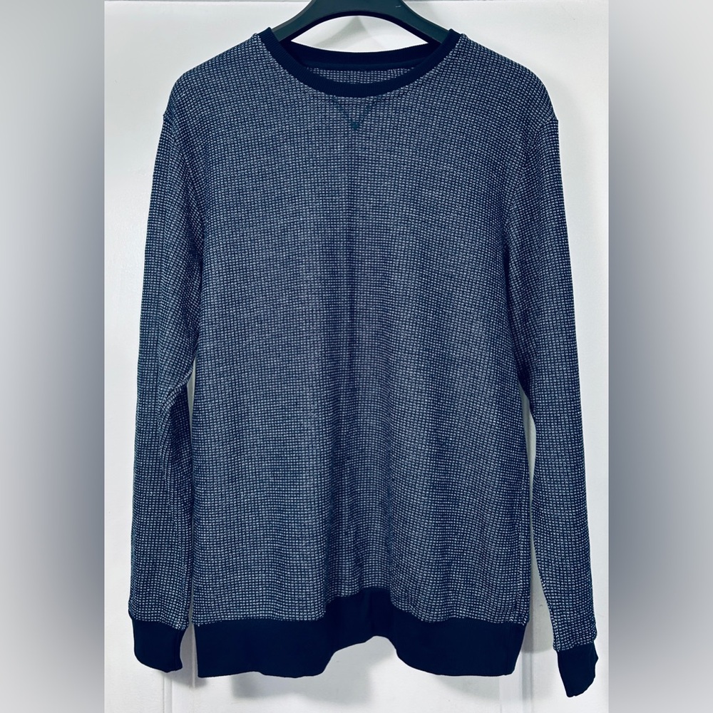 Brunswick Garments XL Blue Textured Waffle Knit Long Sleeve Crewneck